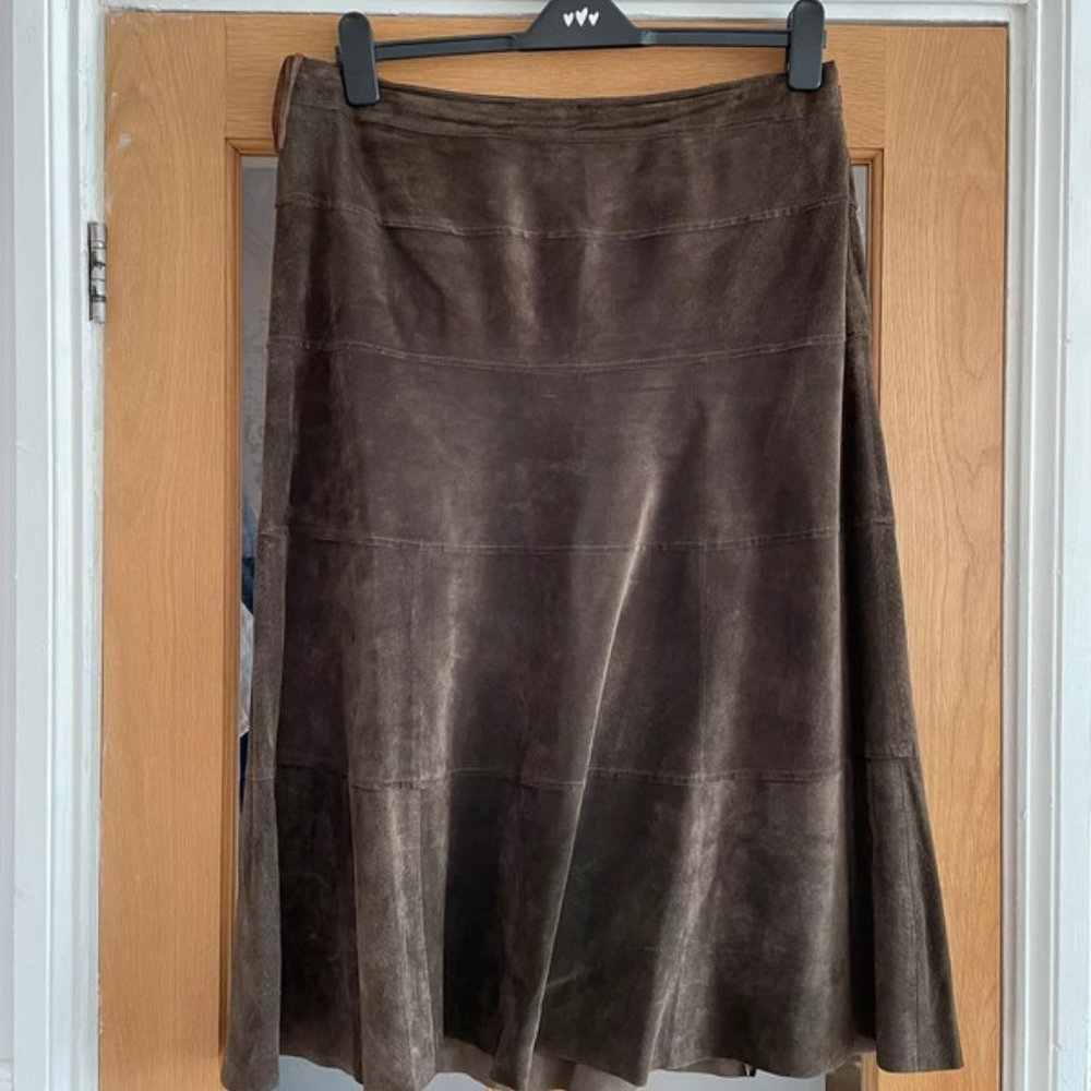 Monsoon Genuine Suede Leather Skirt . Size 16